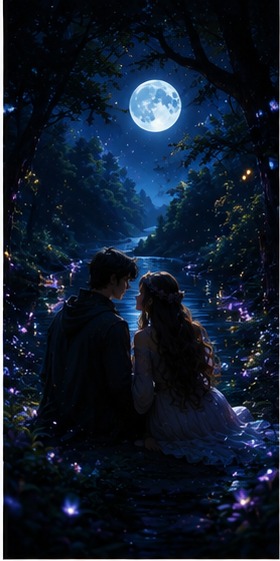 Amoro and Amoura beneath the moon